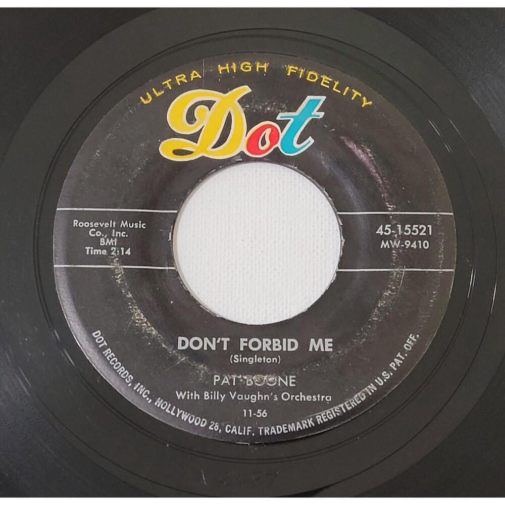 Pat Boone ‎45 RPM - Don't Forbid Me / Anastasia Dot VG Rock '56